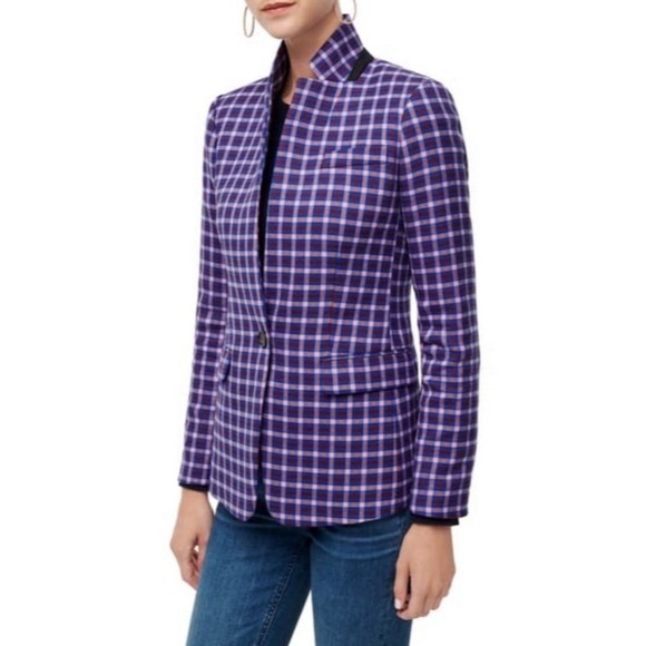 J. Crew Regent Blazer in Mott Plaid‎ Royal Petunia 0 - Picture 1 of 10